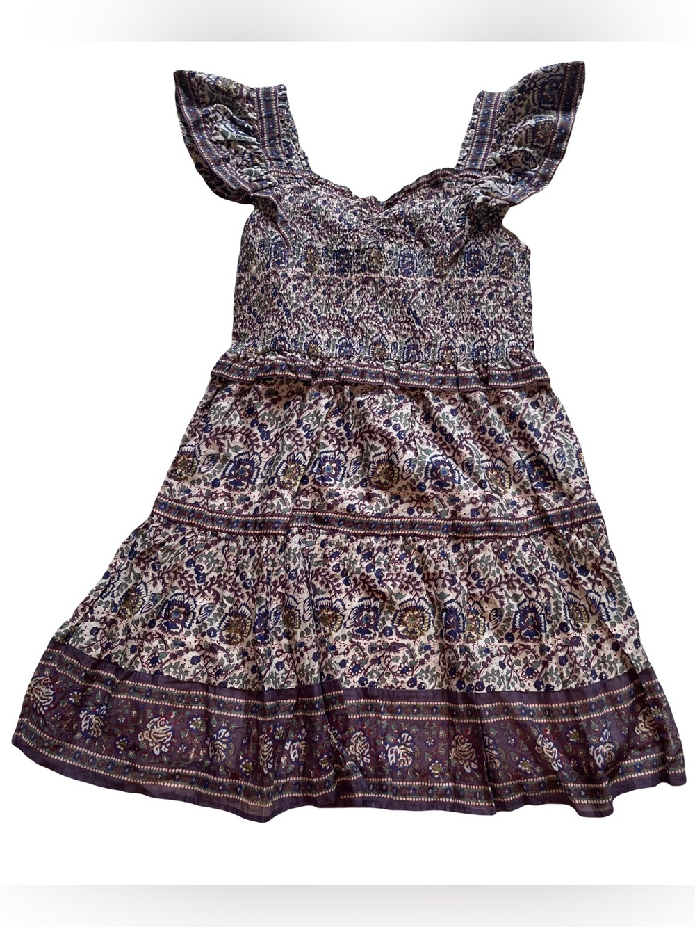 Sea New York Floral Smocked Mini Dress Flutter Sleeve Boho Cottagecore Romantic